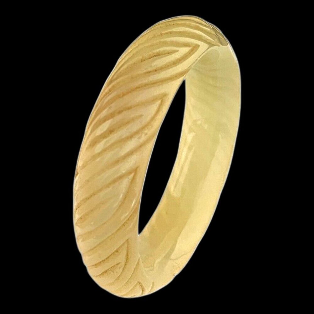 Vintage 1970s Bangle Bracelet Cream Lucite Carved Swirl Wide - BB1